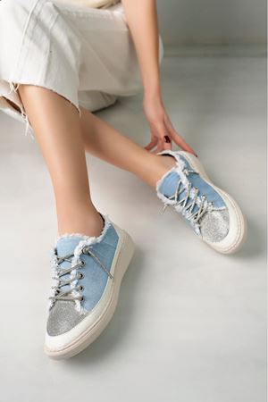 MİYA Rahat Taşlı Bebe Mavi Kot Kadın Sneaker 