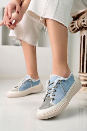 MİYA Rahat Taşlı Bebe Mavi Kot Kadın Sneaker 