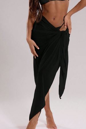 Kadın Siyah Bodrum Stili Bağlama Detaylı 150x75 Pareo