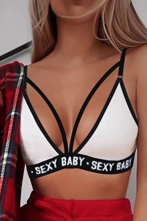 Kadın Beyaz Yazı Detaylı Ipli Sütyen Takımı