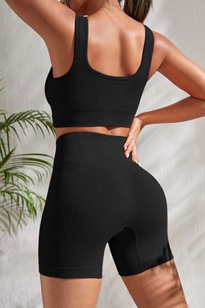 Kadın Siyah Kalın Askılı Yüksek Bel Şortlu Gecelik Takımı