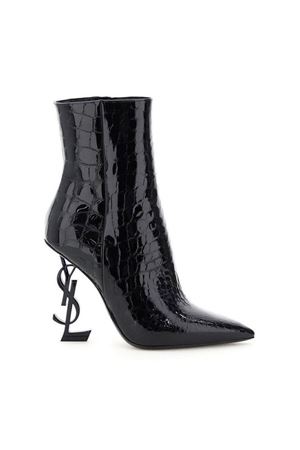 İKON'S  topuklu, siyah timsah derisi görünümlü bot