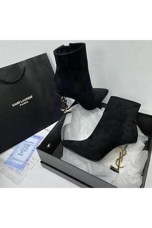 İKON'S  METAL YÜKSEK TOPUKLU, SÜET SİYAH BOT 