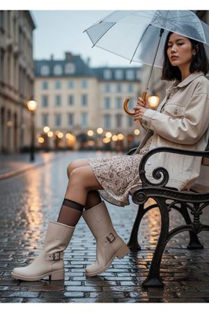 NORA  Fermuarlı Küt Burun Kalın Topuklu Bot