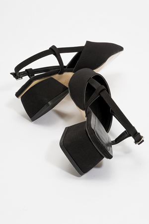 Kadın Arkası Açık Topuklu Sandalet SİYAH 