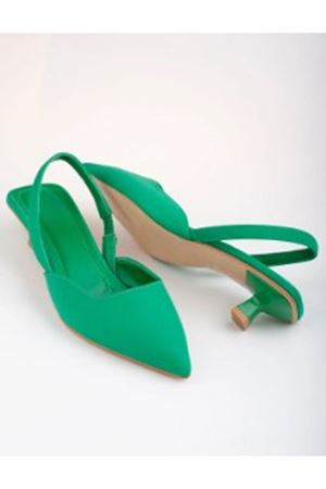 Oliv Çimen Yeşili Topuklu Sandalet