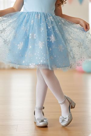 Luna Gümüş Simli Fiyonklu Kız Çocuk Topuklu Ayakkabı 