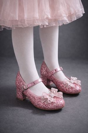 Luna  Fiyonklu Çocuk Topuklu Ayakkabı, Çocuk Abiye Ayakkabı