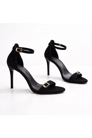 NEVA Tokalı siyah klasik topuklu ayakkabı 
