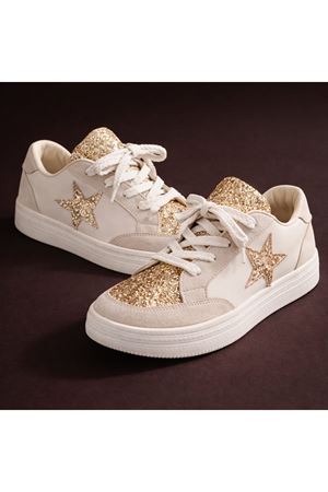 Haco Yıldız İşlemeli Ten Cilt Simli Kadın Spor Ayakkabı 