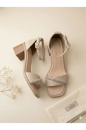 Semsur Ten Taşlı Kadın Topuklu Ayakkabı