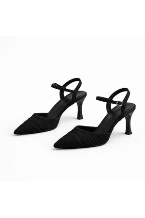 Tuta Kadın Saten Kırışık Deri Topuklu Kadın Ayakkabı