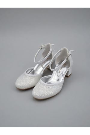 NİNELLA Sedef Parlak Simli Kız Çocuk Topuklu Ayakkabı