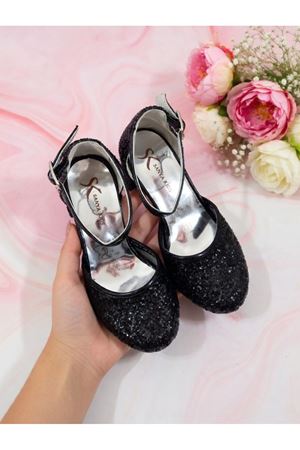 NİNELLA  Siyah  Işıltılı Kız Çocuk Topuklu Ayakkabı