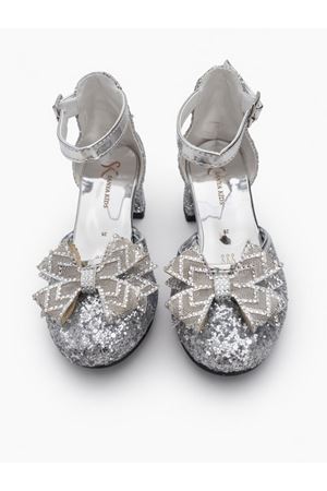 fiyonklu Cam Kırığı Kare Topuklu Abiye Ayakkabı