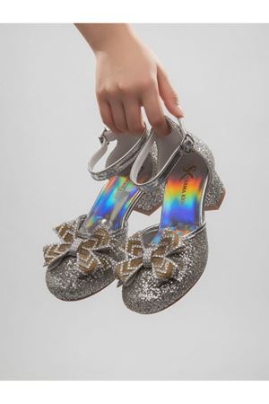 fiyonklu Cam Kırığı Kare Topuklu Abiye Ayakkabı