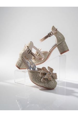 fiyonklu Cam Kırığı Kare Topuklu Abiye Ayakkabı