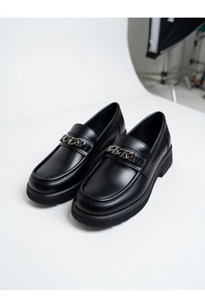 Kadın Tokalı Deri Loafer Ayakkabı Siyah 