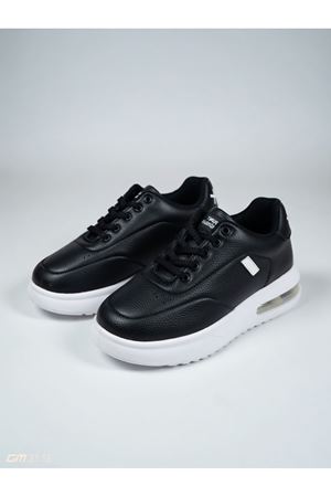 ZYROX Kadın Siyah Beyaz Air Kalın Tabanlı Sneaker Rahat Spor Ayakkabı Yüksek Model