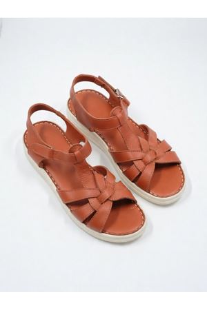 ARİA Kadın Cırtlı Sandalet Kahve 