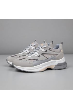 AXİON  Kadın Sneaker Kalın Taban Bağcıklı File Detaylı Spor Ayakkabı 