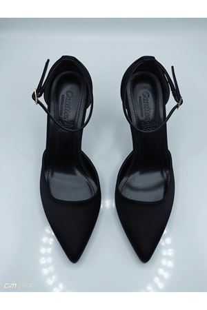 AURA  Siyah Stiletto Bilekten Bantlı Topuklu Ayakkabı