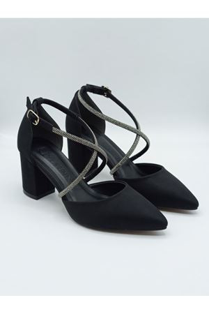 armilla  Kadın Kalın Topuklu Taşlı Sivri Burun Ayakkabı 