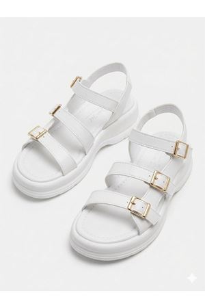 Kadın  Kalın Taban Sandalet 3 Tokalı Günlük Rahat Yazlık Ayakkabı