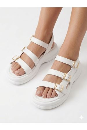 Kadın  Kalın Taban Sandalet 3 Tokalı Günlük Rahat Yazlık Ayakkabı