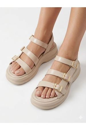  Kadın Kalın Taban Sandalet 3 Tokalı Günlük Rahat Yazlık Ayakkabı 
