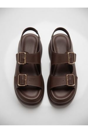 NOWA Kadın KAHVE Yüksek Tabanlı Rahat Çift Tokalı Terlik