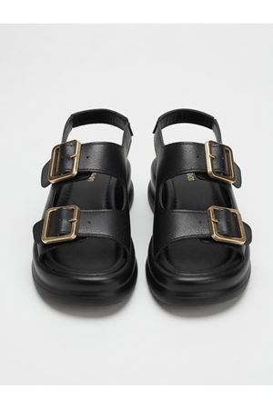 NOWA Kadın SİYAH Yüksek Tabanlı Rahat Çift Tokalı Terlik