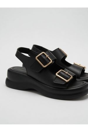 NOWA Kadın SİYAH Yüksek Tabanlı Rahat Çift Tokalı Terlik