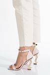 PRINCESS METAL YÜKSEK TOPUKLU BEJ ZARİF ABİYE AYAKKABI