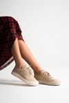 Amida Bej Kadın Sneaker Triko Spor Ayakkabı 